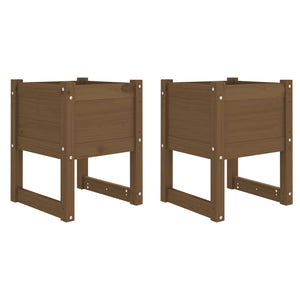 vidaXL Planters 2 pcs Honey Brown 40x40x52.5 cm Solid Wood Pine