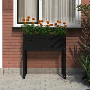 vidaXL Planter Black 78x40x81 cm Solid Wood Pine