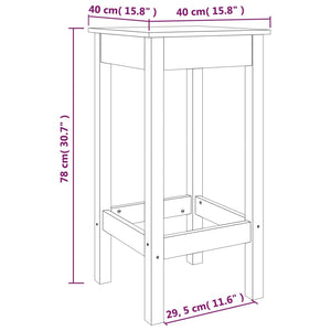 vidaXL Bar Chairs 2 pcs 40x40x78 cm Solid Wood Pine