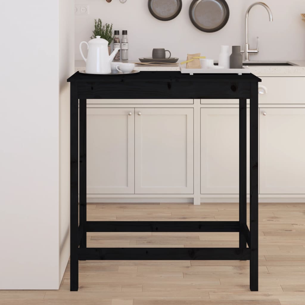 vidaXL Bar Table Black 100x50x110 cm Solid Wood Pine