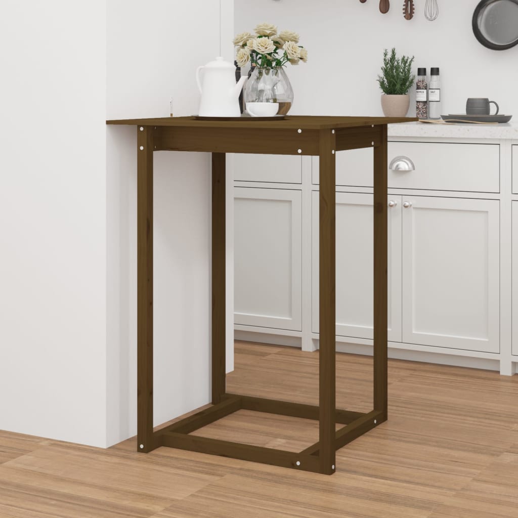 vidaXL Bar Table Honey Brown 80x80x110 cm Solid Wood Pine