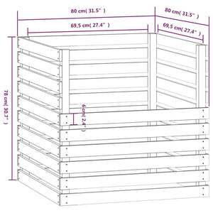 vidaXL Composter White 80x80x78 cm Solid Wood Pine