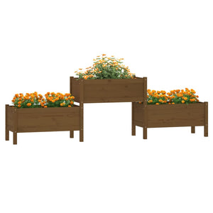 vidaXL Planter Honey Brown 245.5x44x75 cm Solid Wood Pine