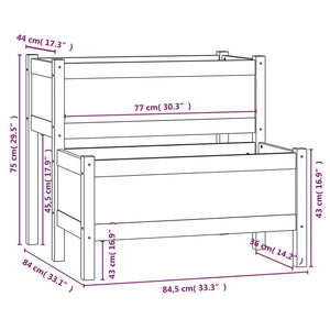 vidaXL Planter 84.5x84x75 cm Solid Wood Pine