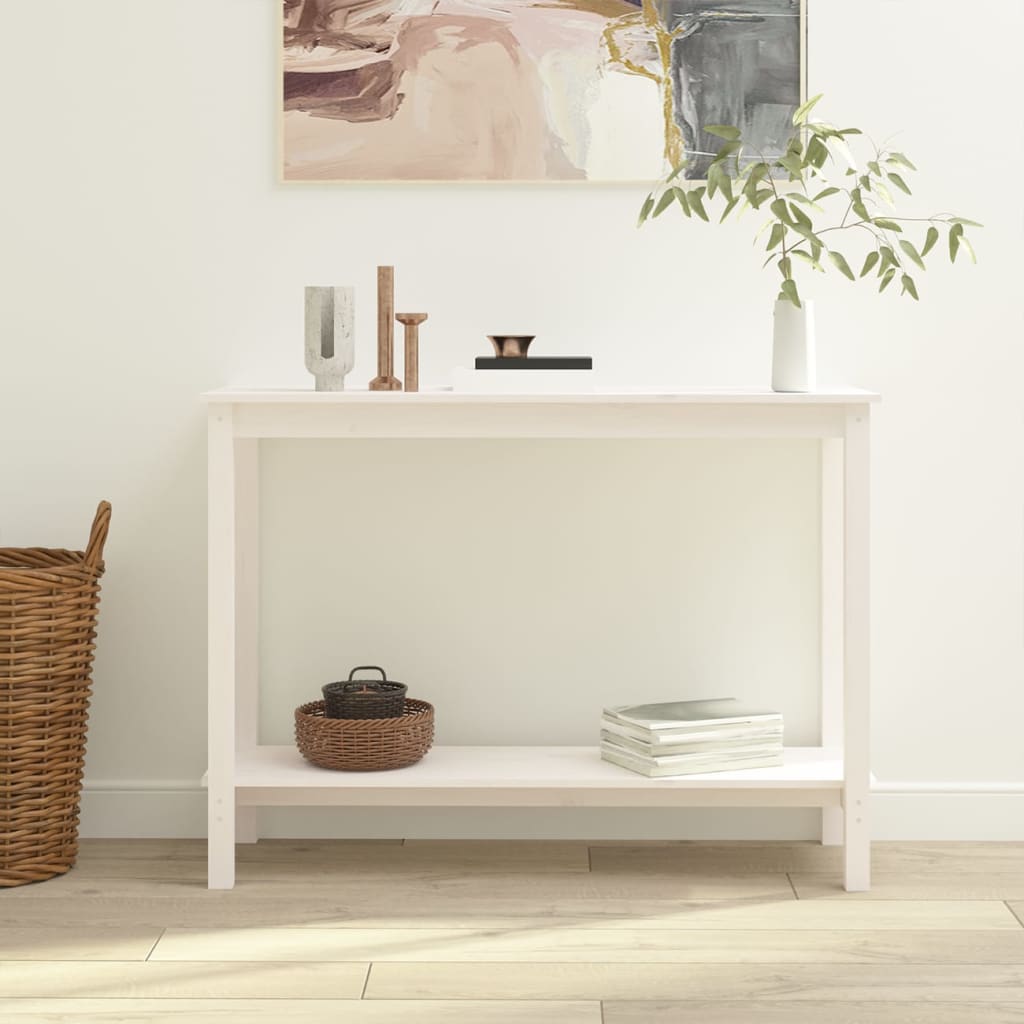 vidaXL Console Table White 110x40x80 cm Solid Wood Pine