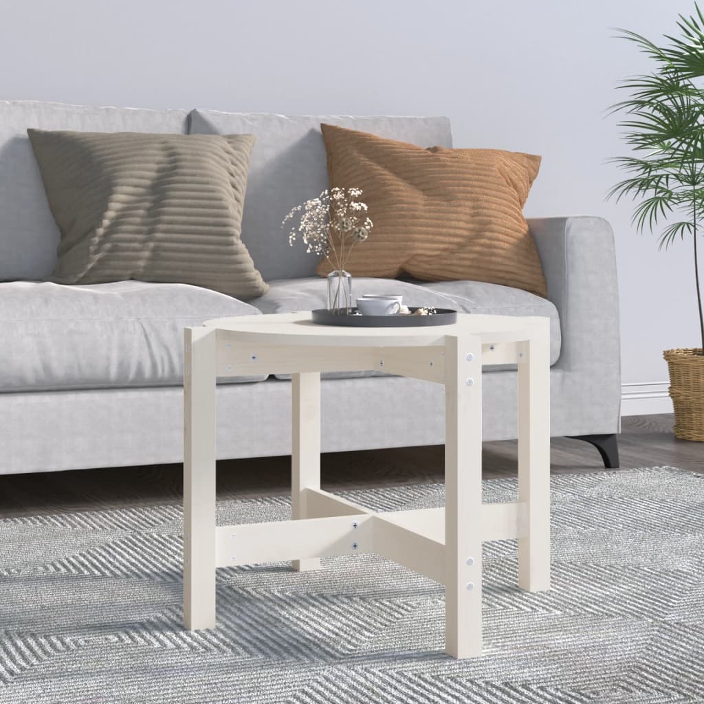 vidaXL Coffee Table White Ø 62.5x45 cm Solid Wood Pine