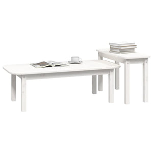 vidaXL 2 Piece Coffee Table Set White Solid Wood Pine