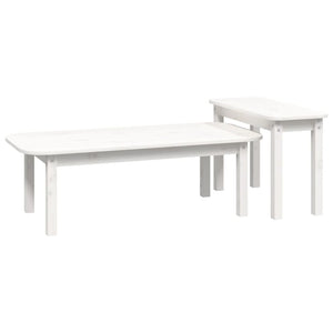 vidaXL 2 Piece Coffee Table Set White Solid Wood Pine