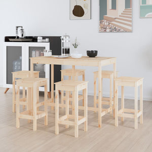 vidaXL 7 Piece Bar Set Solid Wood Pine