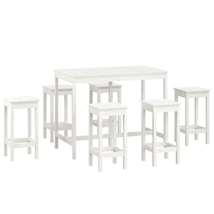 vidaXL 7 Piece Bar Set White Solid Wood Pine