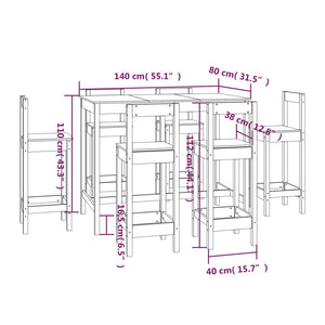 vidaXL 7 Piece Bar Set Solid Wood Pine