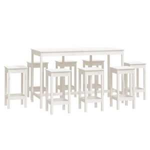 vidaXL 9 Piece Bar Set White Solid Wood Pine