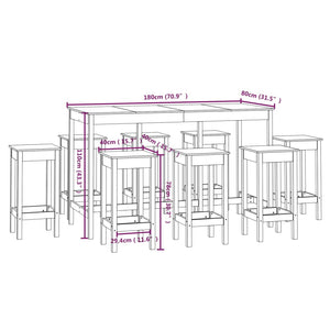 vidaXL 9 Piece Bar Set White Solid Wood Pine