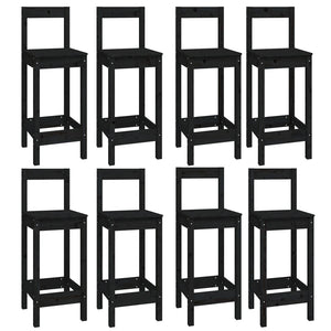 vidaXL 9 Piece Bar Set Black Solid Wood Pine