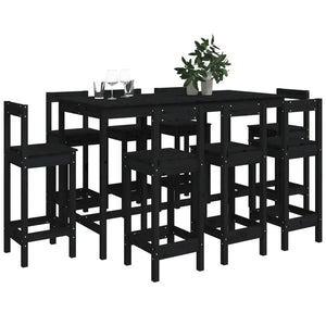 vidaXL 9 Piece Bar Set Black Solid Wood Pine