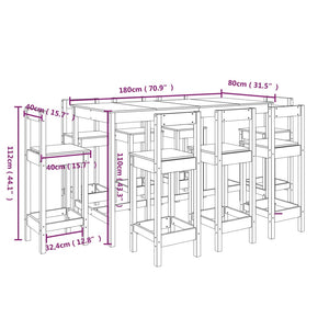 vidaXL 9 Piece Bar Set Black Solid Wood Pine