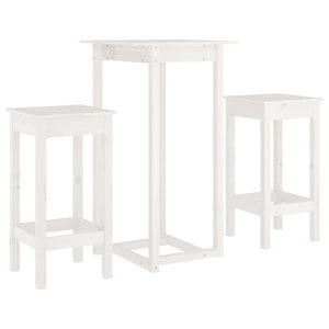 vidaXL 3 Piece Bar Set White Solid Wood Pine