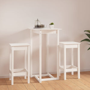 vidaXL 3 Piece Bar Set White Solid Wood Pine