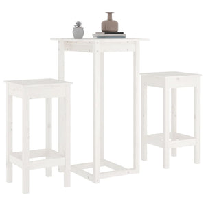 vidaXL 3 Piece Bar Set White Solid Wood Pine