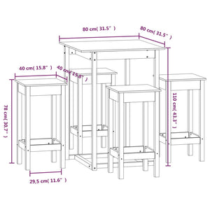 vidaXL 5 Piece Bar Set Solid Wood Pine