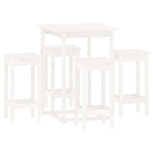 vidaXL 5 Piece Bar Set White Solid Wood Pine