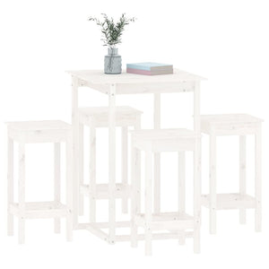 vidaXL 5 Piece Bar Set White Solid Wood Pine