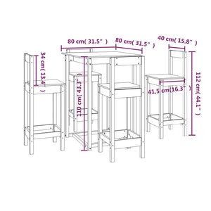 vidaXL 5 Piece Bar Set Solid Wood Pine