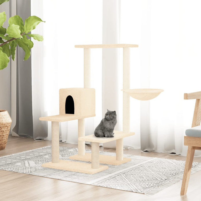 vidaXL Cat Tree with Sisal Scratching Posts Cream 94.5 cm