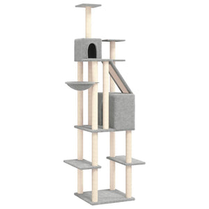 vidaXL Cat Tree with Sisal Scratching Posts Light Grey 201 cm