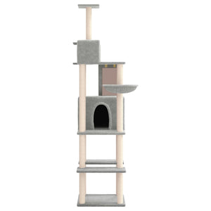 vidaXL Cat Tree with Sisal Scratching Posts Light Grey 201 cm