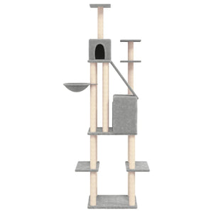 vidaXL Cat Tree with Sisal Scratching Posts Light Grey 201 cm