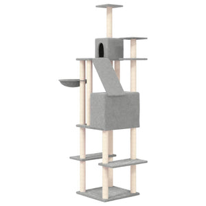 vidaXL Cat Tree with Sisal Scratching Posts Light Grey 201 cm