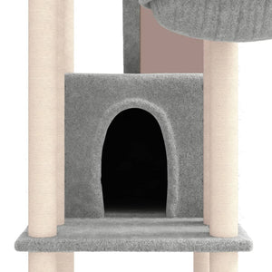 vidaXL Cat Tree with Sisal Scratching Posts Light Grey 201 cm