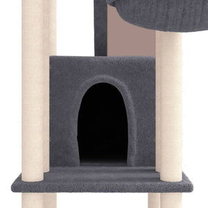 vidaXL Cat Tree with Sisal Scratching Posts Dark Grey 201 cm