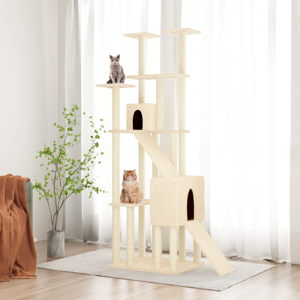 vidaXL Cat Tree with Sisal Scratching Posts Cream 190 cm