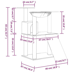 vidaXL Cat Tree with Sisal Scratching Posts Cream 83 cm