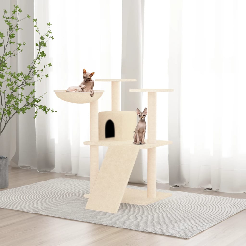 vidaXL Cat Tree with Sisal Scratching Posts Cream 83 cm