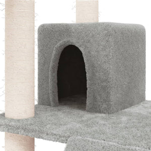 vidaXL Cat Tree with Sisal Scratching Posts Light Grey 83 cm