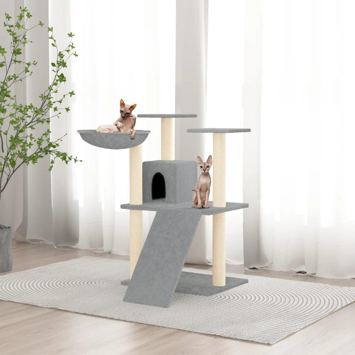 vidaXL Cat Tree with Sisal Scratching Posts Light Grey 83 cm