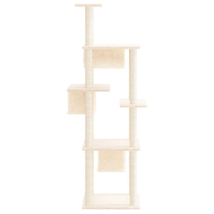 vidaXL Cat Tree with Sisal Scratching Posts Cream 169 cm