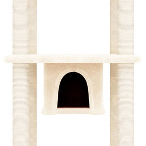 vidaXL Cat Tree with Sisal Scratching Posts Cream 169 cm