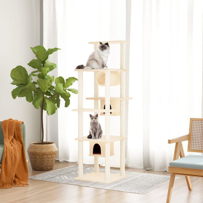 vidaXL Cat Tree with Sisal Scratching Posts Cream 169 cm