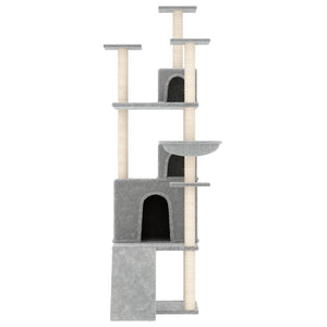 vidaXL Cat Tree with Sisal Scratching Posts Light Grey 175 cm