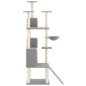 vidaXL Cat Tree with Sisal Scratching Posts Light Grey 175 cm