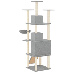 vidaXL Cat Tree with Sisal Scratching Posts Light Grey 175 cm