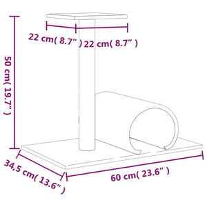 vidaXL Cat Scratching Post with Tunnel Light Grey 60x34.5x50 cm