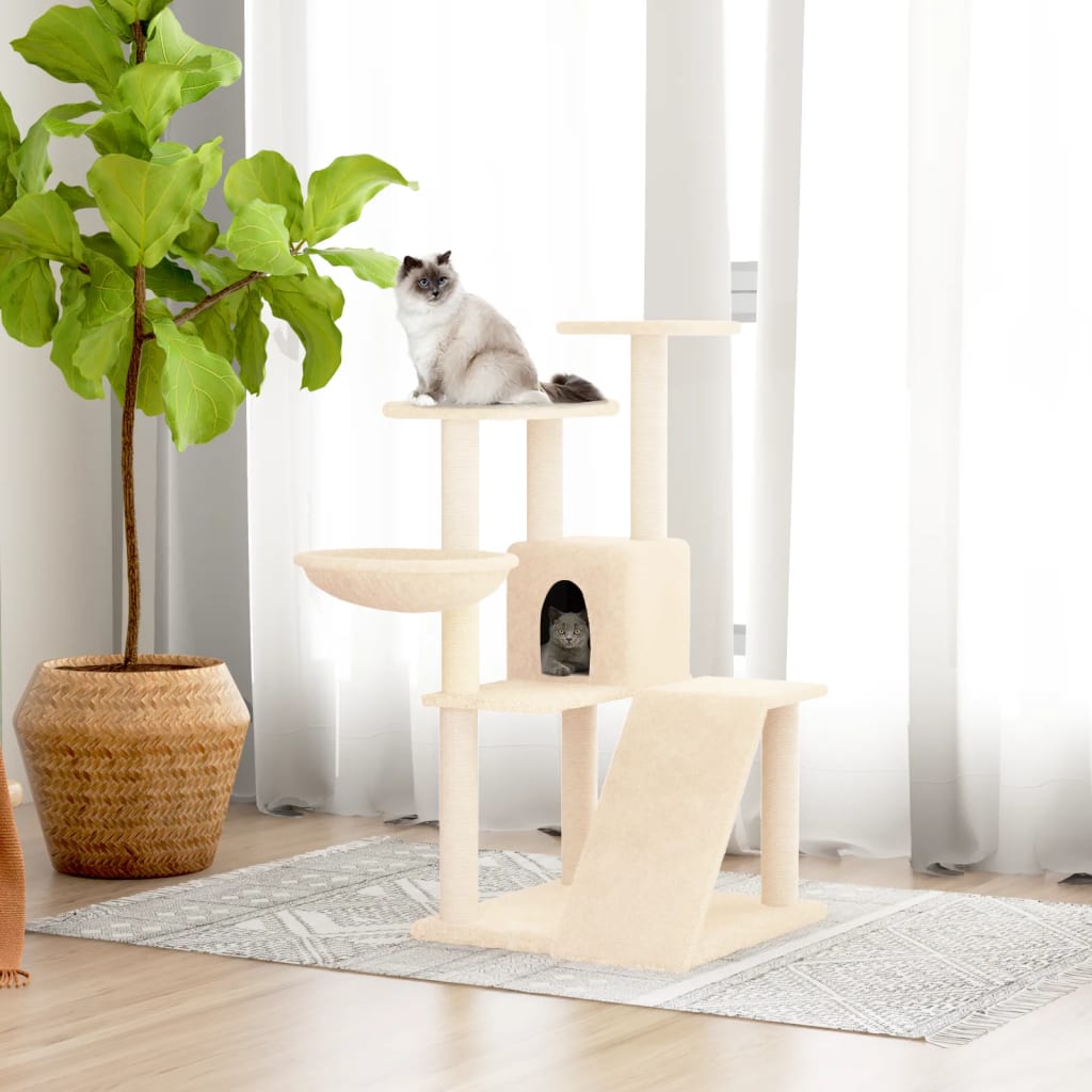 vidaXL Cat Tree with Sisal Scratching Posts Cream 94 cm