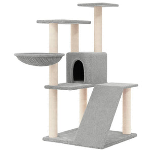 vidaXL Cat Tree with Sisal Scratching Posts Light Grey 94 cm