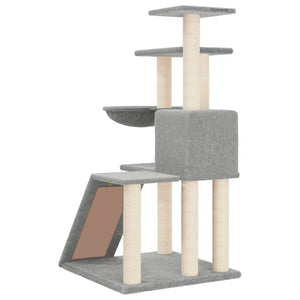 vidaXL Cat Tree with Sisal Scratching Posts Light Grey 94 cm