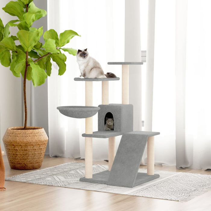 vidaXL Cat Tree with Sisal Scratching Posts Light Grey 94 cm